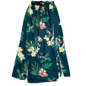 Patrons Of Peace Maxi Floral Skirt XS Tropical Slits Flowy Resort Beach Aloha